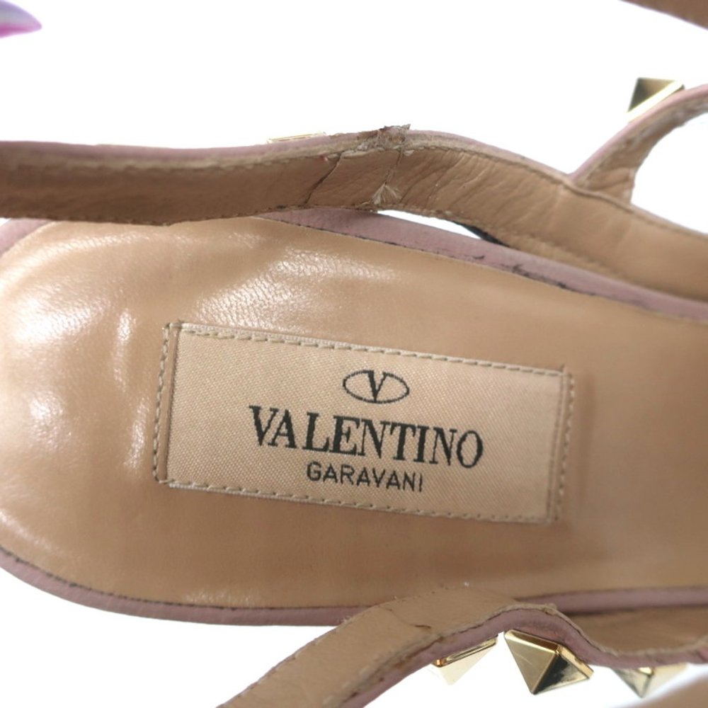 VALENTINO ROCKSTUD CAGED SLINGBACK PUMPS BLACK PATENT & POUDRE LEATHER SIZE 39 - Picture 11 of 12